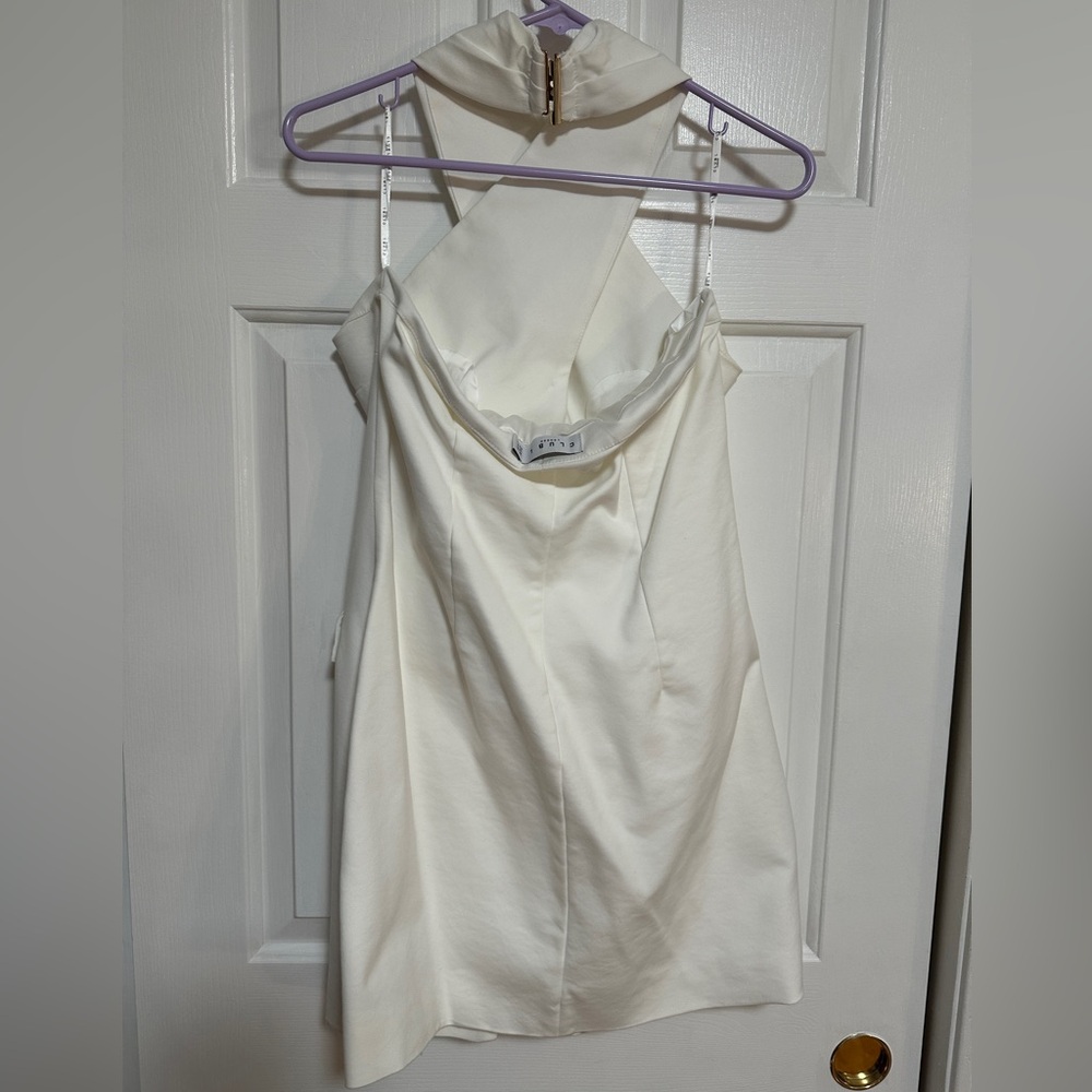 Club L London Dani White Buttoned Bodycon Halter Dress - Picture 5 of 7